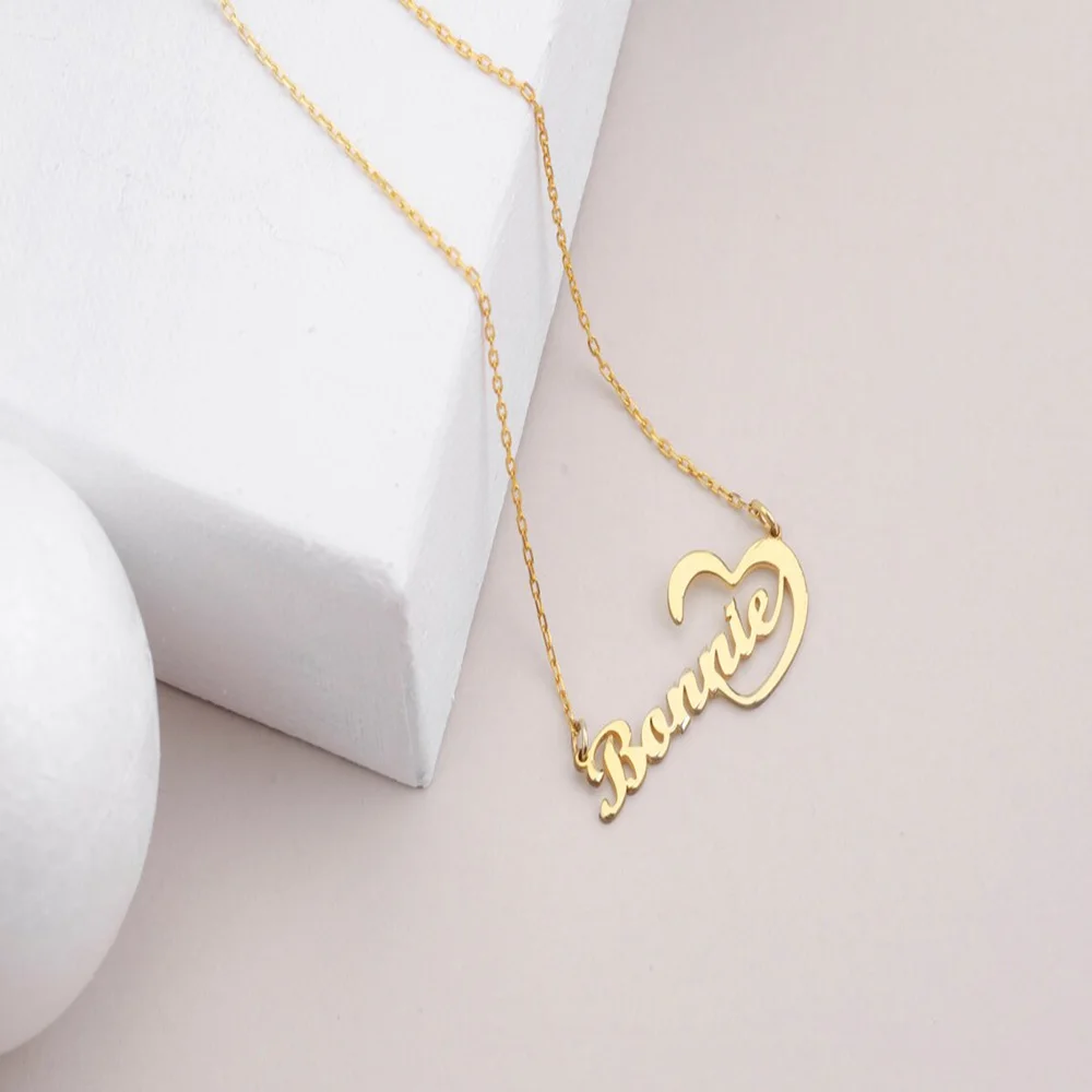 Heart Love Personalized Name Necklace For Women Gifts Women's Neck Chain Necklaces Fashion Jewelry Birthday Girlfriend