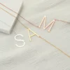 Custom Large Initial Necklace Golden Big Letter Sideways Initial Necklace Oversized Personalized Monogram Jewelry for Women